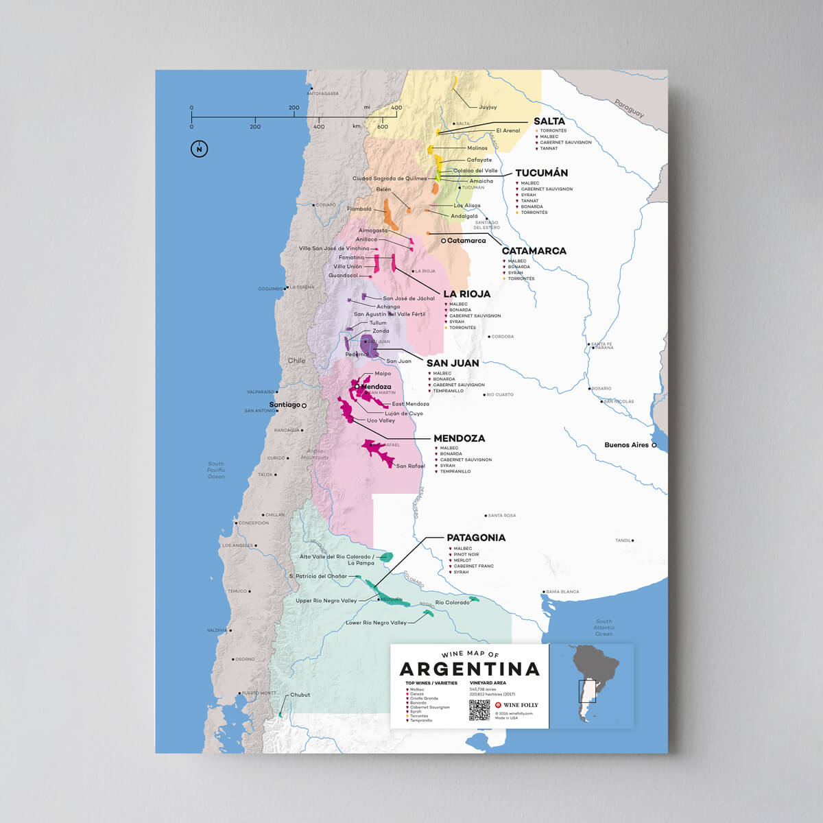 Argentina Map of Vineyards Wine Regions