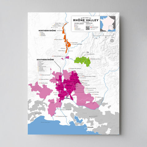 France: Rhone Valley Wine Map
