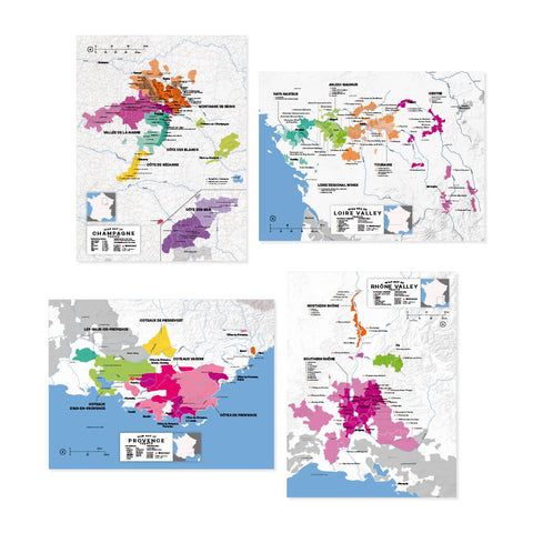 Complete Wine Region Map Set | Map of France Wine Regions | Map of Champagne Wine Regions | Map of Loire Valley Wine Regions | Map of Provence Wine Regions | Map of Rhone Valley Wine Regions | Map of Champagne Wine Regions