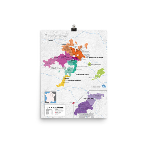 France Champagne Wine Map - 2nd Edition