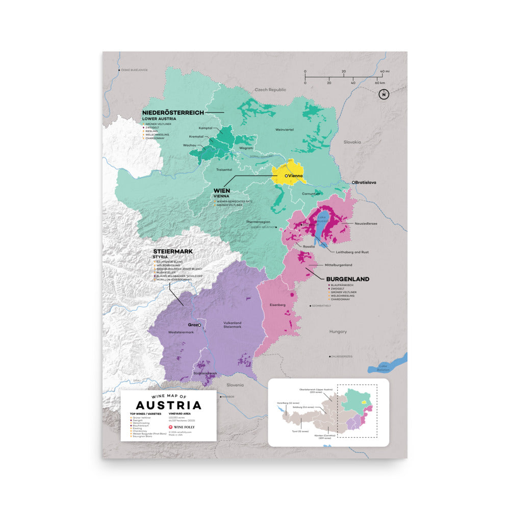 Austria Wine Map 2nd Edition - Enhanced Matte Paper Poster In 18x24 Front 67e952d989a7d 