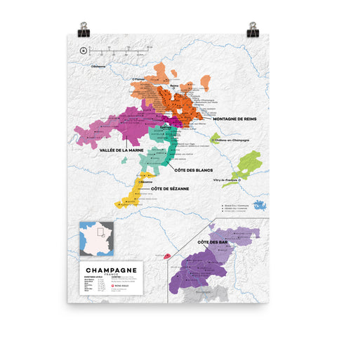 France Champagne Wine Map - 2nd Edition