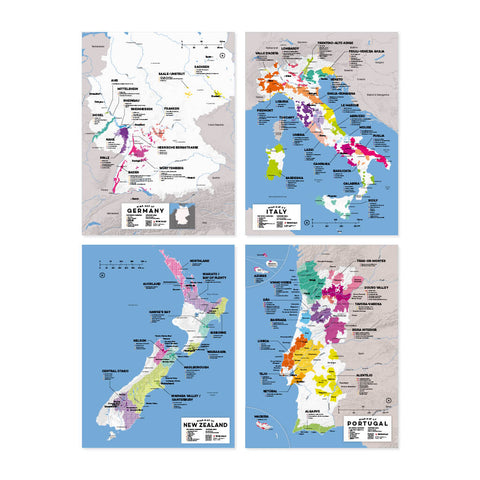 Complete Wine Region Map Set | Map of Germany Wine Regions | Map of Italy Wine Regions | Map of New Zealand Wine Regions | Map of Portugal Wine Regions
