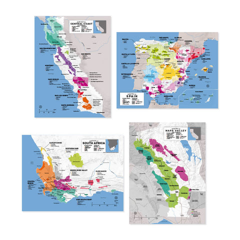 Complete Wine Region Map Set | Map of California Wine Regions | Map of Central Coast Wine Regions | Map of Spain Wine Regions | Map of South Africa Wine Regions | Map of Napa Valley Wine Regions | Map of USA Wine Regions