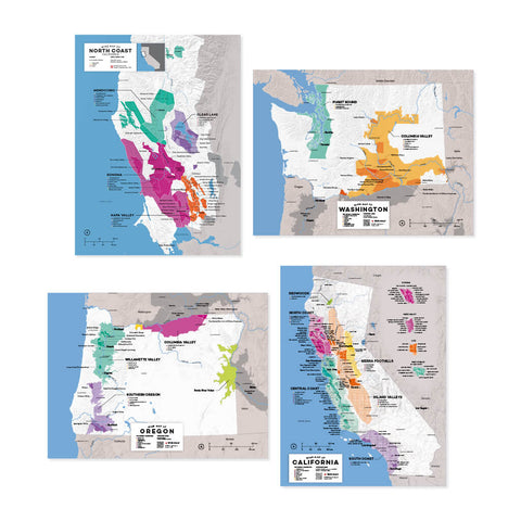 Complete Wine Region Map Set | Map of California Wine Regions | Map of Washington Wine Regions | Map of Oregon Wine Regions | Map of North Coast Wine Regions | Map of USA Wine Regions